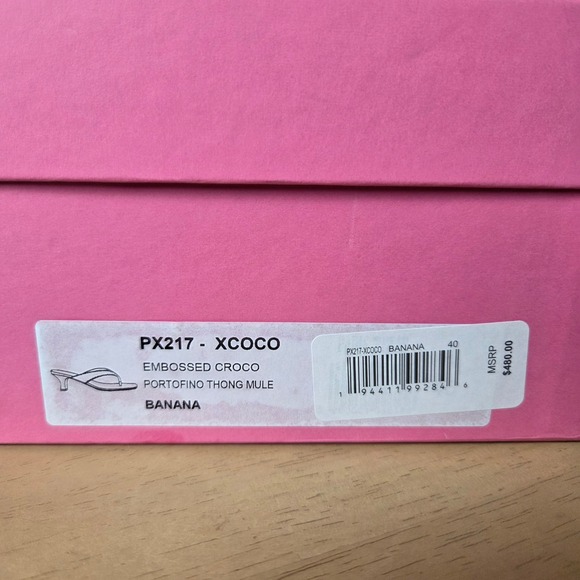 NIB Paris Texas Embossed Croc Portofino Thong Mule Banana Yellow Heels EU40 US10 - Picture 11 of 15